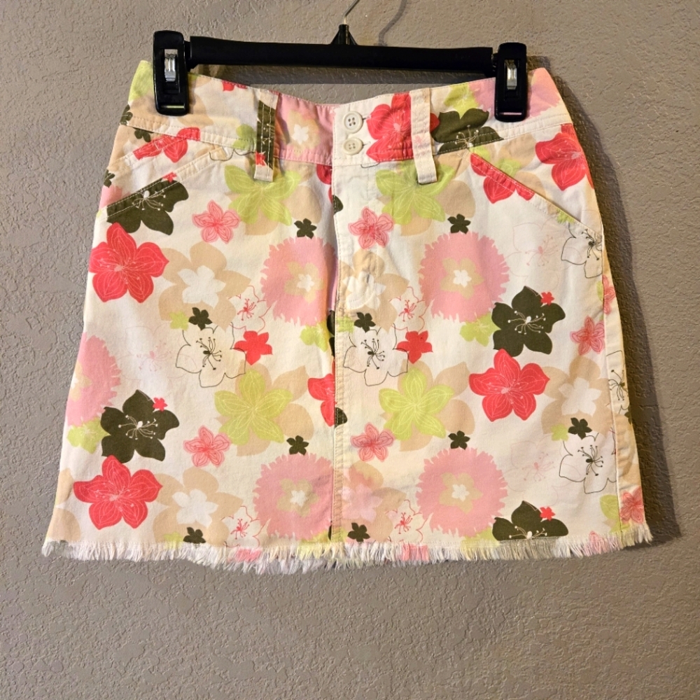 Sonoma Life+Style Womens Beige/Pink/Brown Floral Skort Size 6 Petite Stretch